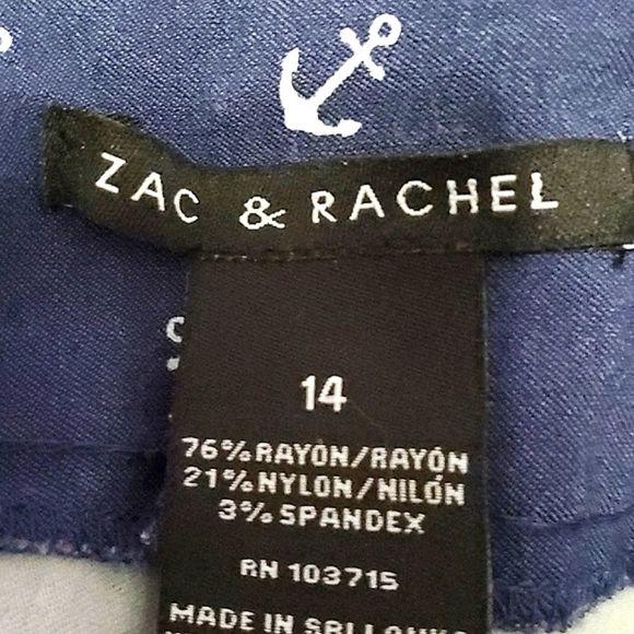 Zac & Rachel Navy Anchor Print Coastal Grandma Beachy Pull On Crop Pants - Picture 5 of 5